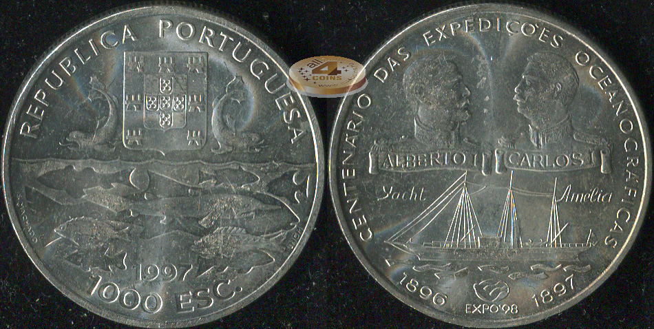 Португалия. 1000 эскудо. 1997 (Unc. Серебро)
