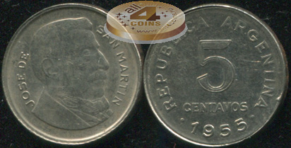 Аргентина. 5 центаво. 1955 (VF)