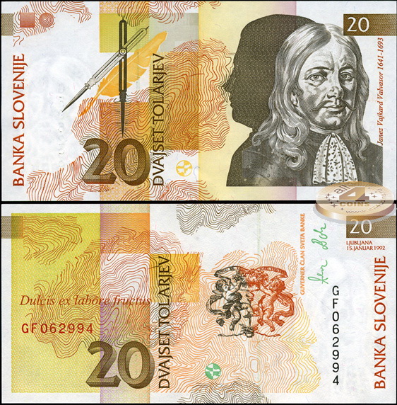 Словения. 20 толариев (Unc) 1992