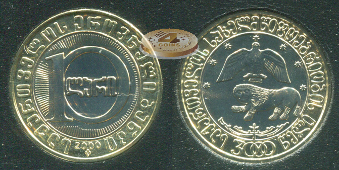 Грузия. 10 лари. 2000 (Unc-Box. Биметалл)