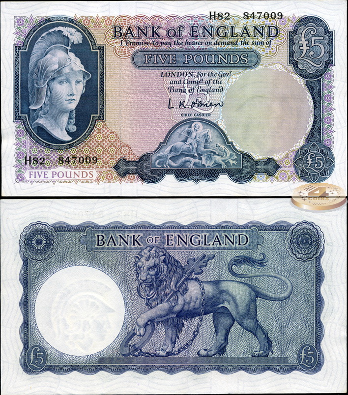 Великобритания. 5 фунтов (Unc) 1961-63