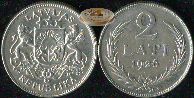 Латвия. 2 лата. 1926 (XF/XF+. Серебро)