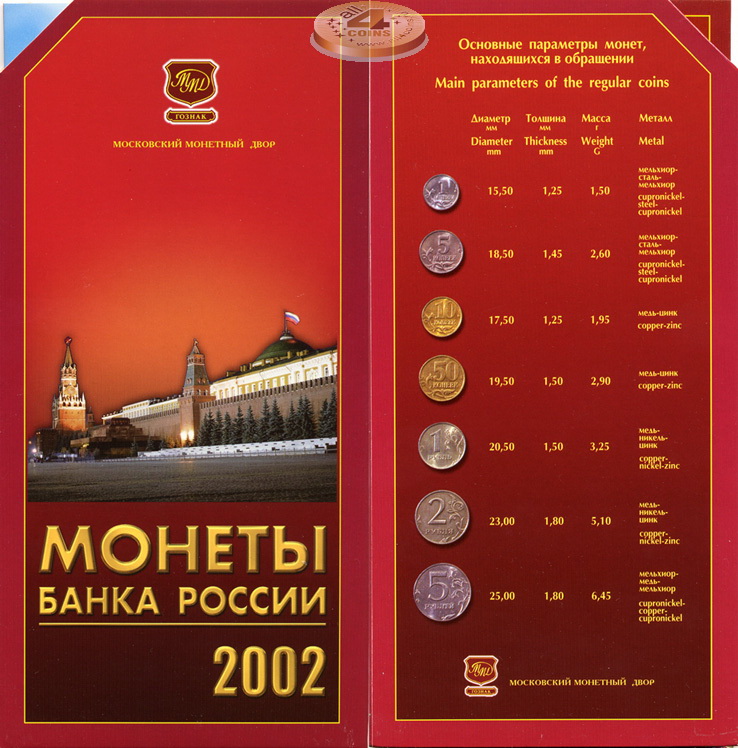 Монеты банка России. Московский монетный двор. 2002