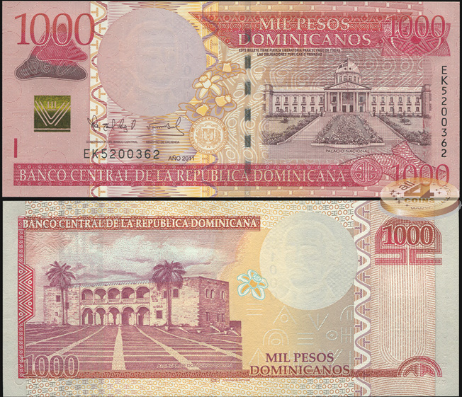 Доминиканская республика. 1000 песо доминикано (Unc) 2011