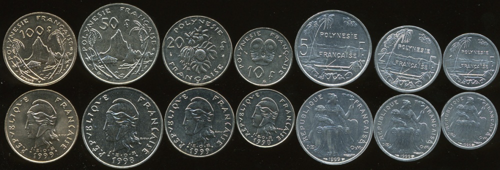 Французская Полинезия. Набор №2 (7 монет) 1998-2005