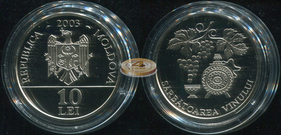 Молдова. 10 леев. 2003 (Proof. Этуи. Сертификат)