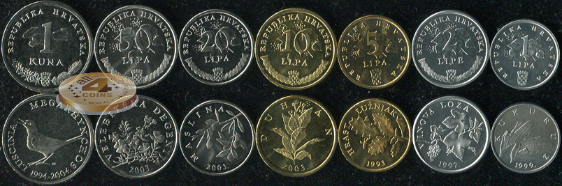 Хорватия. Набор №5 (7 монет) 1993-2004