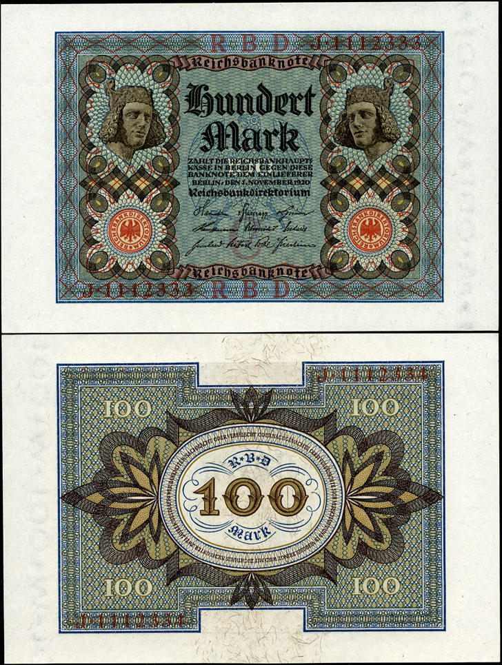 Германия (Веймарская респ.). 100 марок (Unc) 1920