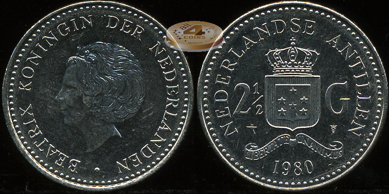 Нидерландские антиллы. 2 1/2 гульдена. 1980 (Proof-)