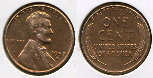 США. 1 цент. 1957.D