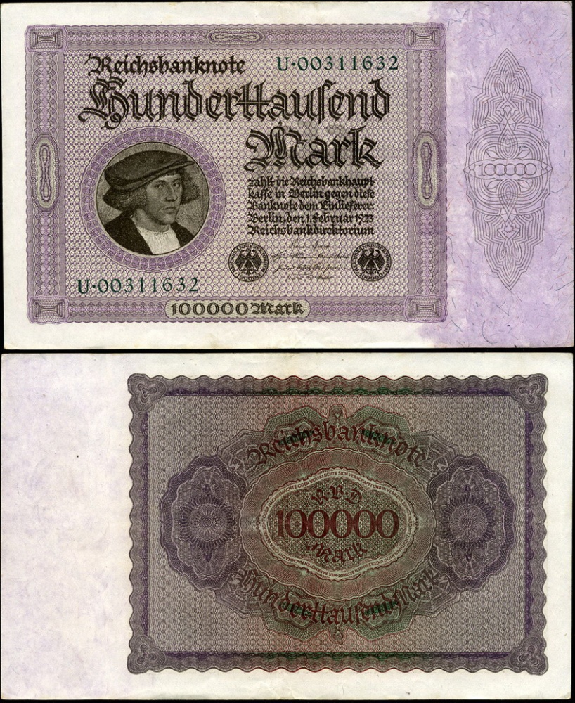Германия (Веймарская респ.). 100000 марок (Unc) 1923