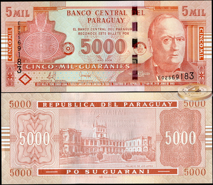 Парагвай. 5000 гуарани (Unc) 2008