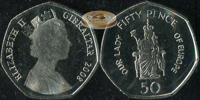 Гибралтар. 50 пенсов. 2008 (Unc)
