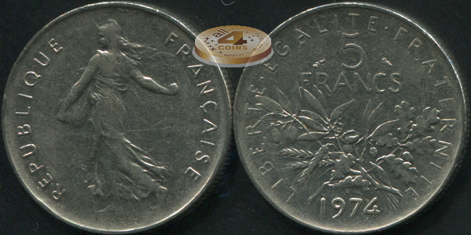 Франция. 5 франков. 1974 (XF)
