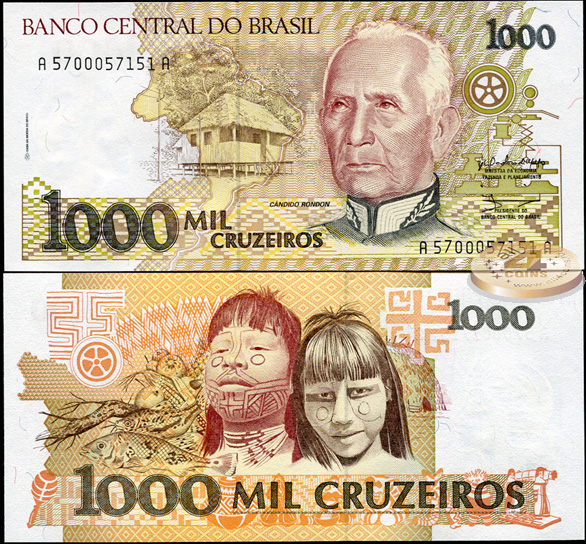 Бразилия. 1000 крузейро (Unc. P.231a) 1990
