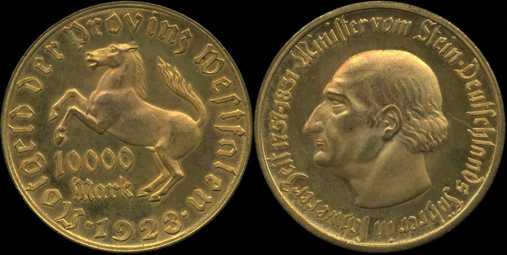 Германия (Вестфален). 10000 марок (нотгельд). 1923. (Unc)