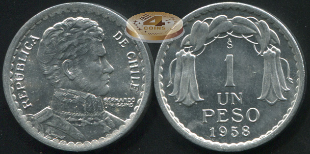 Чили. 1 песо. 1958 (Unc)