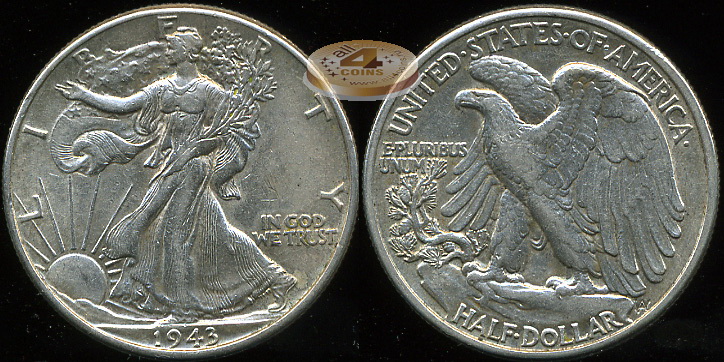 США. 1/2 доллара. 1943 (Unc. Серебро)