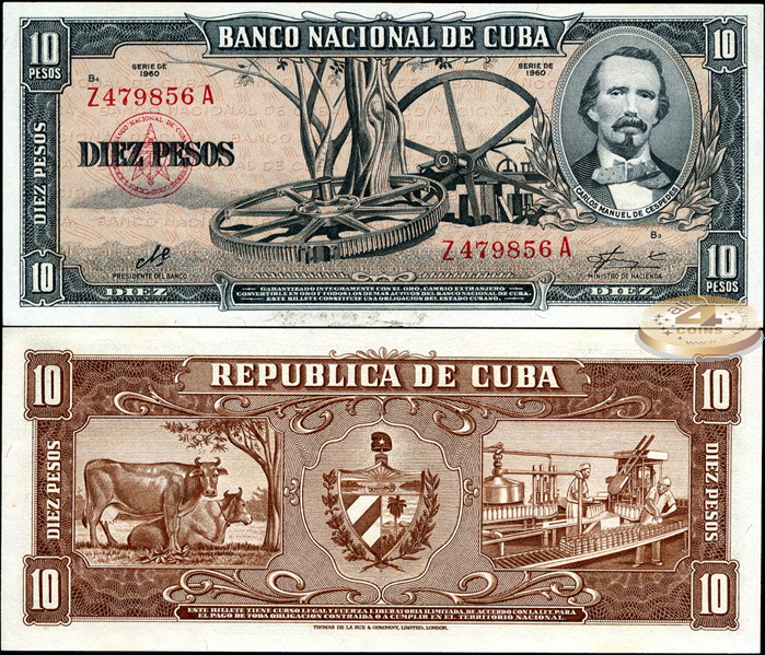 Куба. 10 песо (aUnc++) 1960