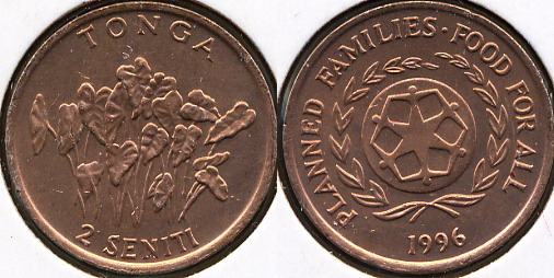 Тонга. 2 сенити. 1996 (Unc)