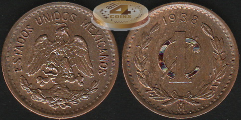 Мексика. 1 центаво. 1938 (Unc)