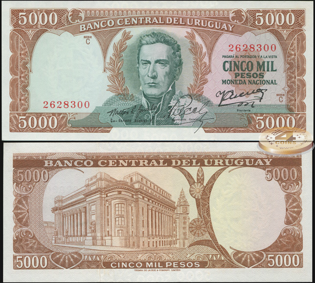 Уругвай. 5000 песо (Unc) 1972
