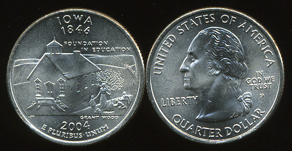 США. Квотер (25 центов). 2004.P (Unc) Айова