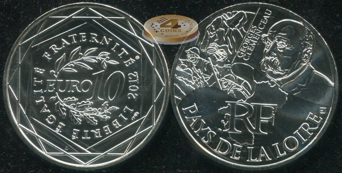 Франция. 10 евро. 2012 (Unc. Серебро)