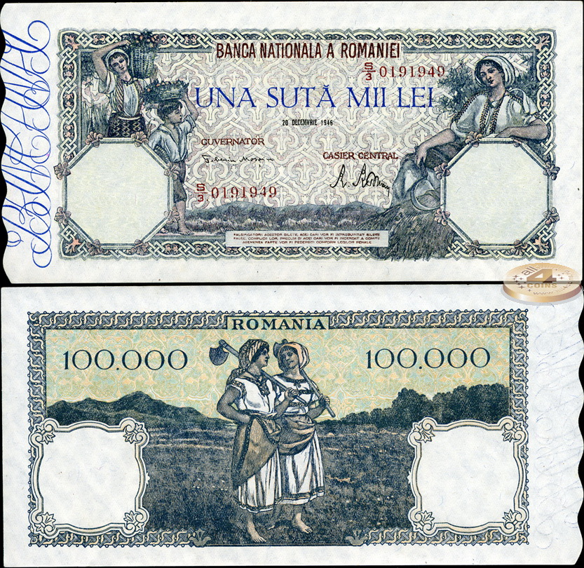 Румыния. 100000 лей (Unc) 1946