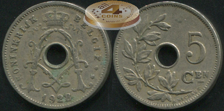 Бельгия. 5 центимов. 1928 (VF)