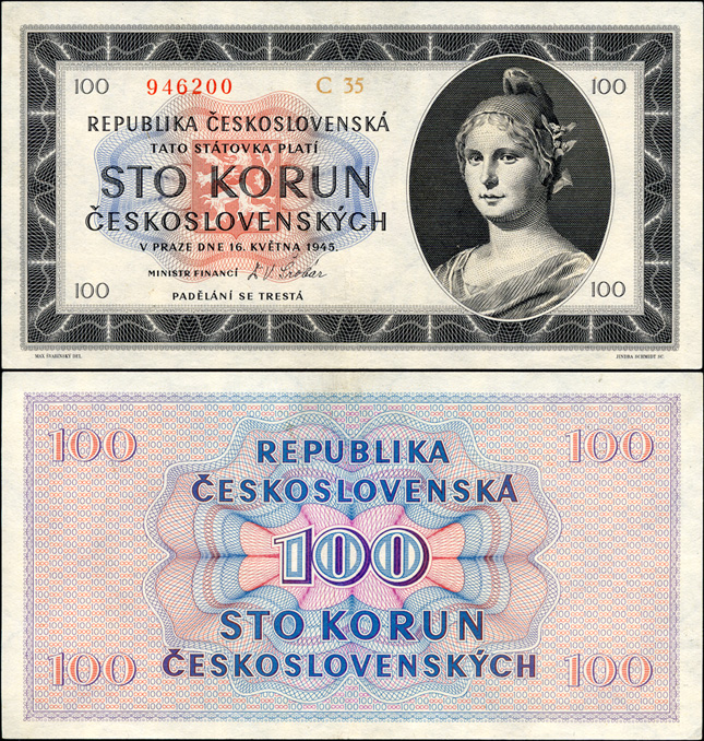 Чехословакия. 100 крон (Unc) 1945