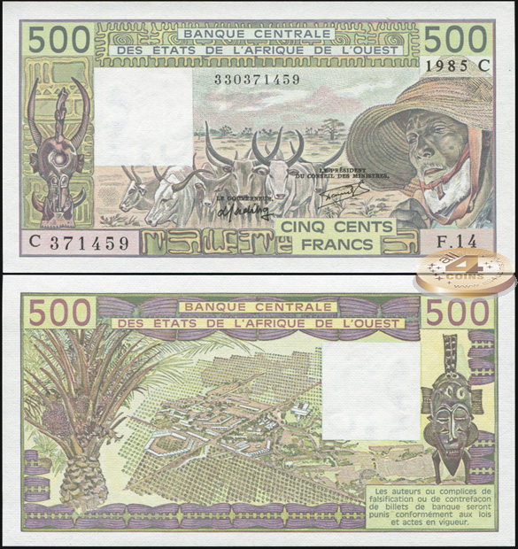 Буркина Фасо [КФА Запад]. 500 франков (Unc) 1985