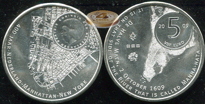 Нидерланды. 5 евро. 2009 (Unc. Серебро)