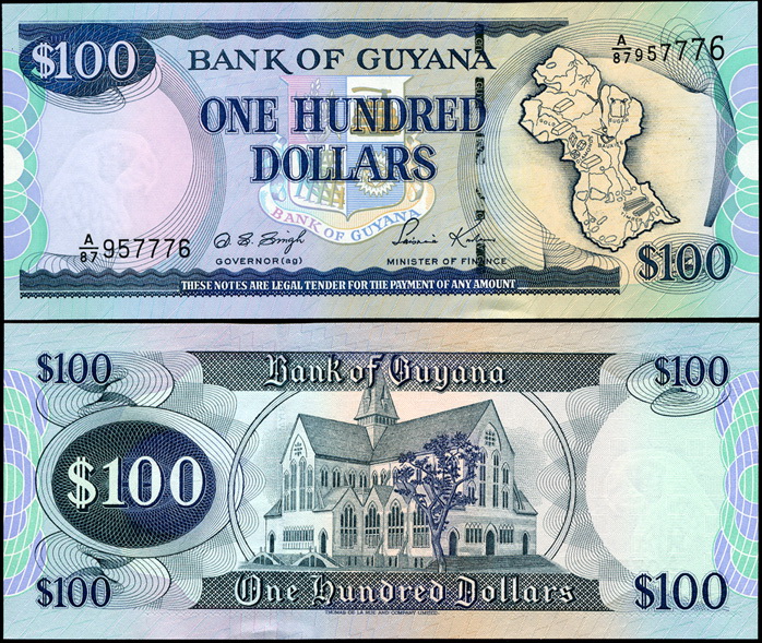 Гайана. 100 долларов (Unc) 1999