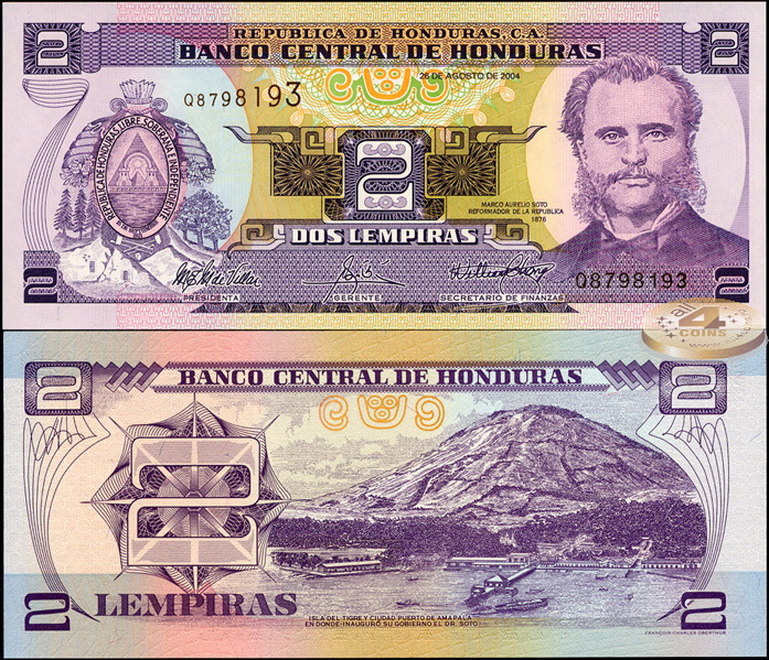 Гондурас. 2 лемпира (Unc) 2004