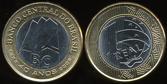 Бразилия. 1 реал. 2005 (Unc)