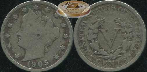 США. 5 центов. 1905 (aF)
