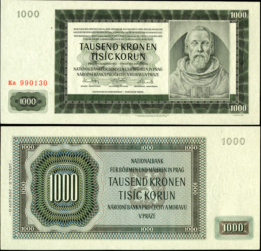 Богемия и Моравия. 1000 крон (Unc) 1942