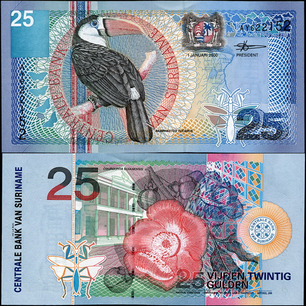 Суринам. 25 гульденов (Unc) 2000