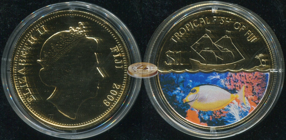 Фиджи. 1 доллар. 2009 (Unc. Эмаль)