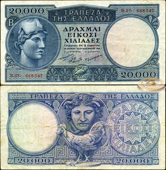 Греция. 20000 драхм (aXF) 1949