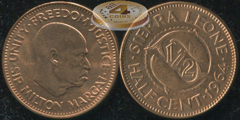 Сьерра Леоне. 1/2 цента. 1964 (Unc)
