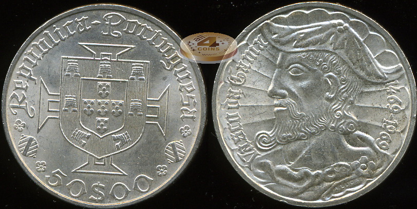 Португалия. 50 эскудо. 1969 (Unc. Серебро)