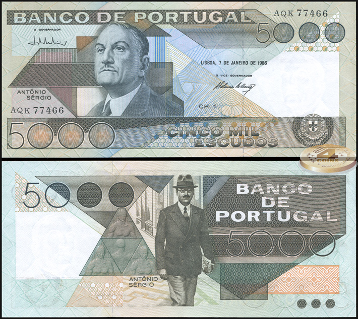 Португалия. 5000 эскудо (Unc) 1985