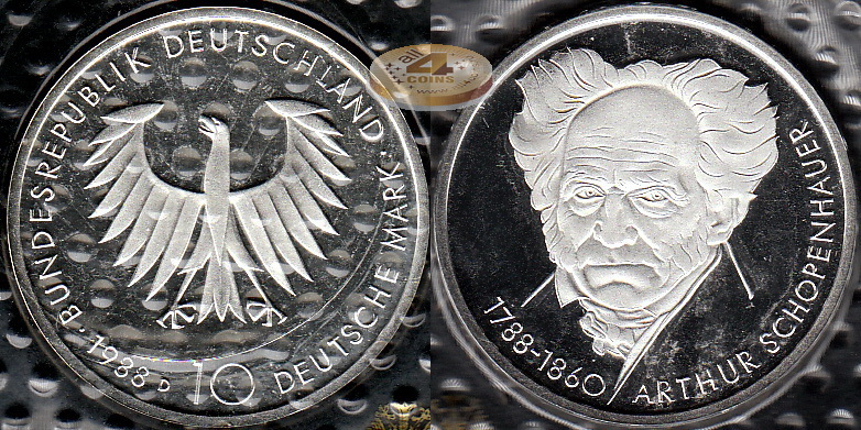 Германия (ФРГ). 10 марок. 1988 D (Proof. Серебро)