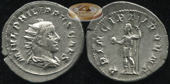 Римская Империя. Филипп II (цезарь). антониниан (aXF/VF)