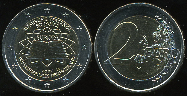Германия. 2 евро. 2007.G (Unc. Биметалл)