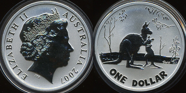 Австралия. 1 доллар. Кенгуру. 2007 (Frosted Unc)