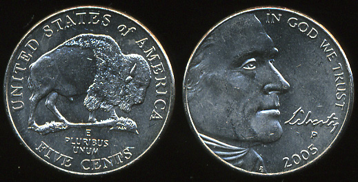 США. 5 центов. 2005.P (Unc)