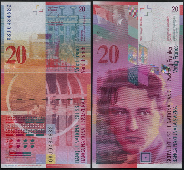 Швейцария. 20 франков (Unc) 2008